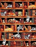 Cat Fabric - Library Cats - 100% Cotton - By The Yard