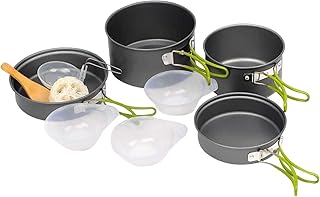 Camping Kochgeschirr | Backpacking Bratkochgeschirr,Antihaft stapelbare Pfannen Sets mit ergonomischem Griff für Wanderung Camping Picknick Studentenwohnheim Outdooraktivitäten
