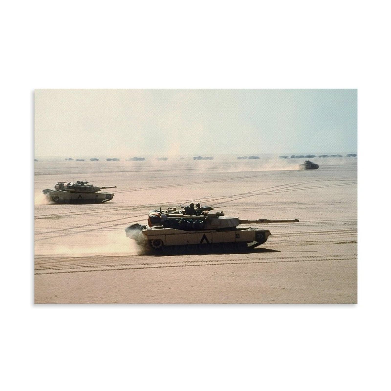 An M1 Main Battle Tank Armored Formation in The Desert, A Military-themed Art Poster.（3） Wall Art Paintings Canvas Wall Decor Home Decor Living Room Decor Aesthetic 08x12inch(20x30cm) Unframe-style