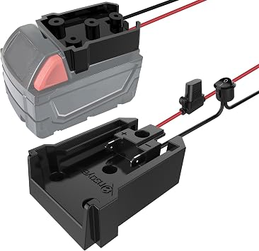 Power Wheel Adapter with Fuse & Switch, Secure Battery Adapter for Milwaukee 18V Lithium Battery, with 12 Gauge Wire, Good Power Convertor for DIY Ride On Truck, Robotics, and Work Lights