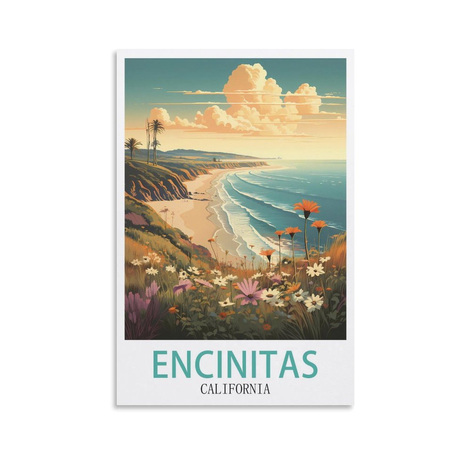 EZMLFA Diamond Painting Kits for Adults,Encinitas California DIY Crystal Embroidery Gifts,Diamond Art Craft,for Living Room Home 30x40cm