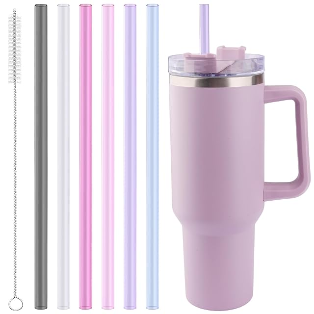 Joshey 12 Inch Tritan Replacement Straws for Stanley 40oz Tumbler - 6 Pack Reusable Long Straws with Cleaning