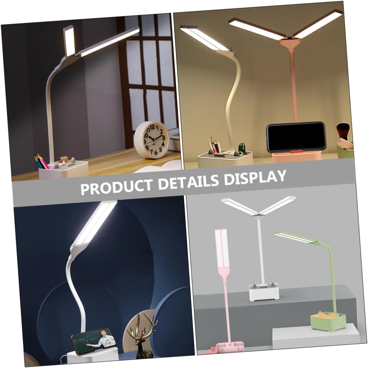 POPETPOP 1set Dual- Led Desk Lamp Storage Function for Students Portable USB Book Light for Bedroom Living Room and Study Use