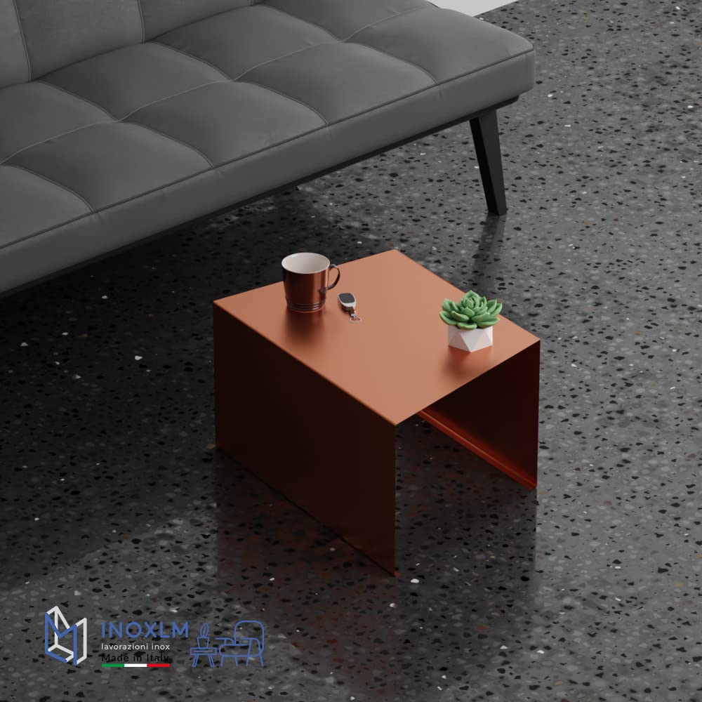 INOXLM Tavolino Basso Anthea | Tavolo Basso Design | Tavolino da Salotto e Caffè | Made in Italy | Acciaio Verniciato Corten