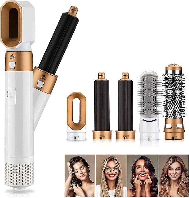 Image of Mabron Hot Air Brush, 5 In 1 Hair Dryer Hot Air Brush Styler, Detachable Hair Styler Electric Hair Dryer Brush The Ultimate Hot Air Styler (Brown Color), 1000 Watts