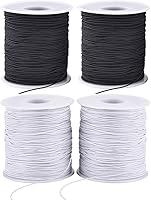 Vista 9 de Cuerda elástica para pulseras, 2 rollos de 1 mm de cuerda elástica resistente para hacer joyas, collares, encordado (negro)