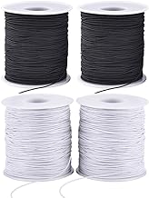 Stretchy String for Bracelets, 4 Rolls 1 mm Sturdy Elastic String Elastic Cord for Jewelry Making, Necklaces, Beading (2 Black+ 2 White)