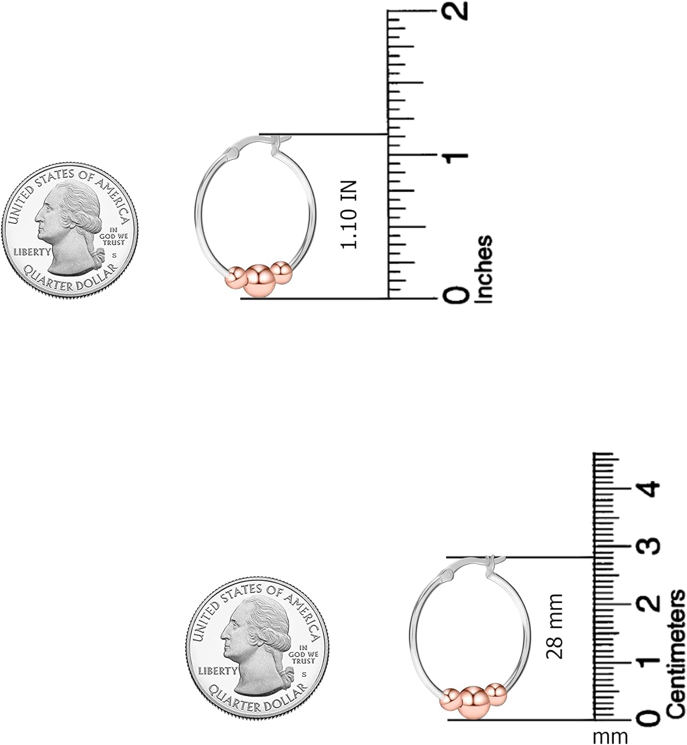 LeCalla 925 Sterling Silver Hoop Earrings for Women | Lightweight Two-Tone & Gold-Plated Hoops Earring Jewelry | Bead Ball & Evil Eye Click-Top Round & Oval Hoop Earrings Jewelry Gifts - Image 4