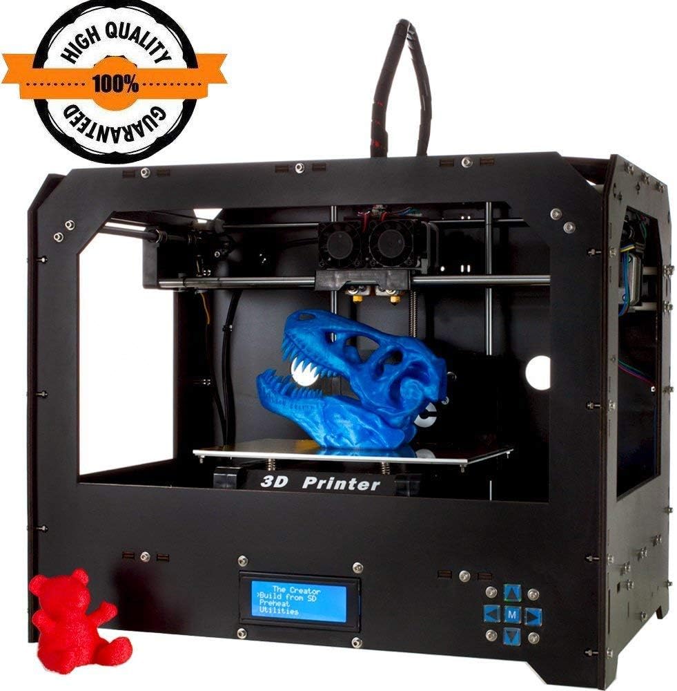 Perfectink FDM 3D Printers Kit Updated Sturdy Frame Dual Extruder MK8 Nozzle 3D Printer Kit with Extra Large Printing Size (225×145×150mm) and Free ABS/PLA Filament