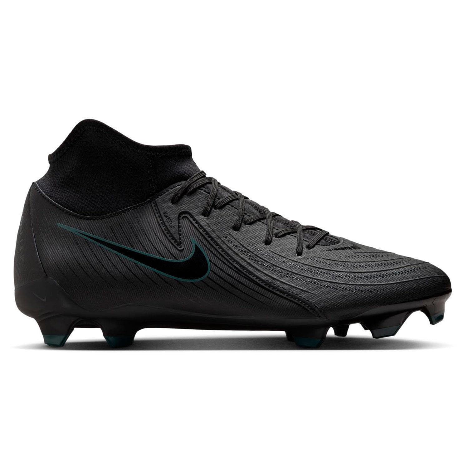 Nike Phantom Luna 2 Academy MG High-Top Soccer Cleats (FD6725-002, Black/Deep Jungle/Black) Size 10.5