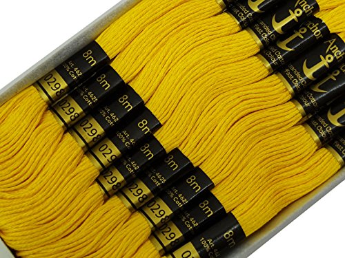 Image of Cross Stitch Hand Embroidery Thread Stranded Cotton Craft Sewing Floss 25 Skeins-Yellow