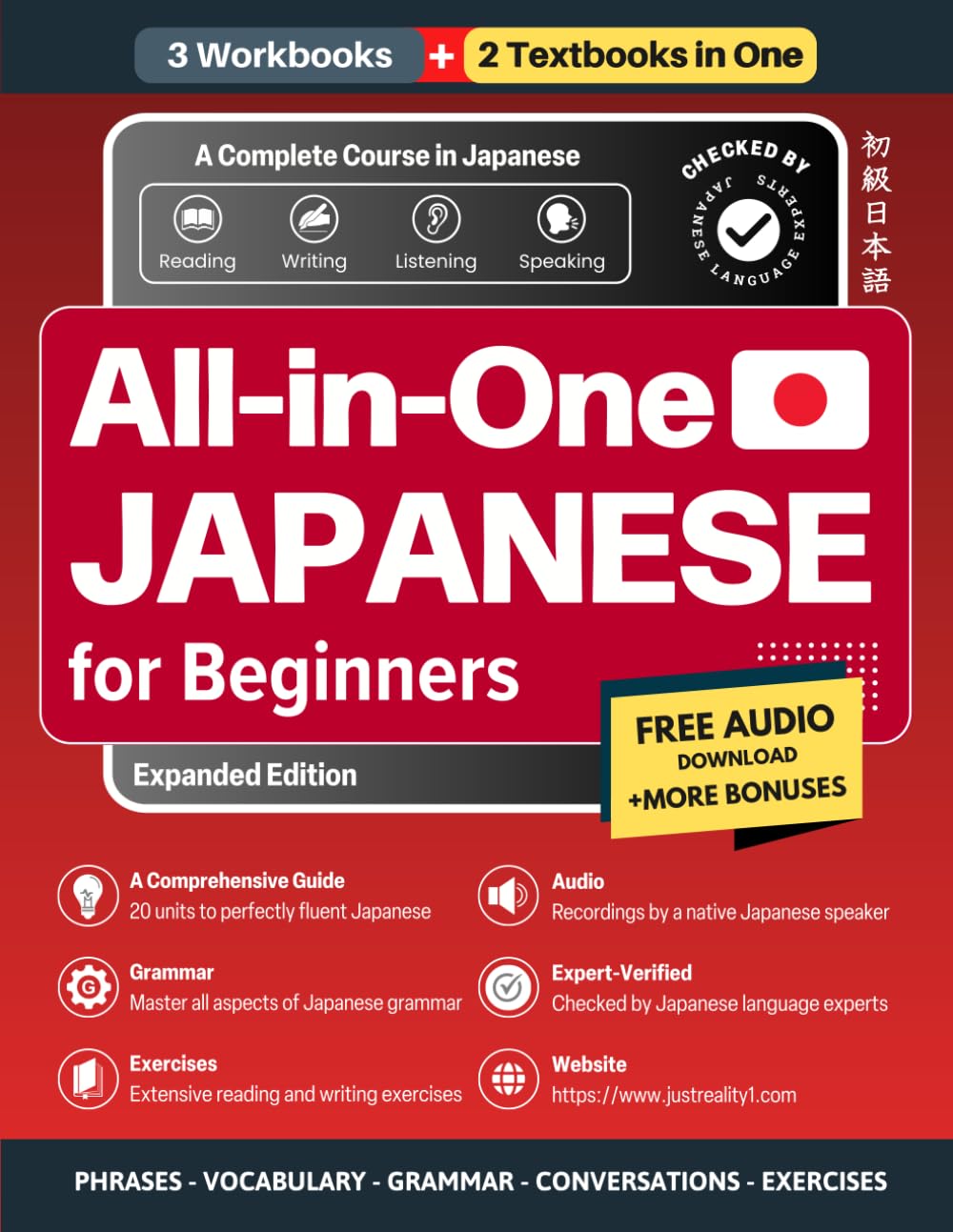 All-in-One Japanese for Beginners: 3 Workbooks + 2 Textbooks: Master Hiragana, Katakana, and Kanji with Grammar, Vocabulary, & Step-by-Step Exercises to Read, Write, and Speak Japanese Confidently