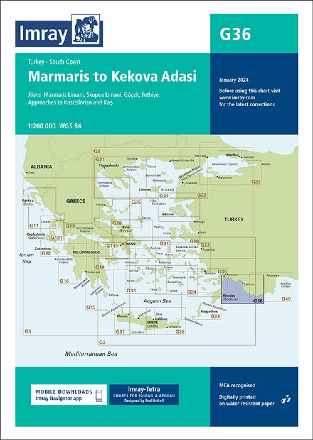 Imray Chart G36 Turkey - South Coast: Marmaris to Kekova Adasi (Imray G Charts): 36