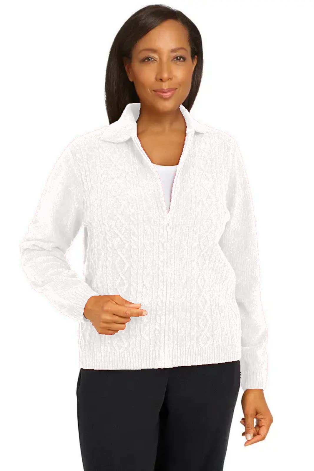 Womens Zip Front Chenille Cardigan Sweater Desertcart Tunisia