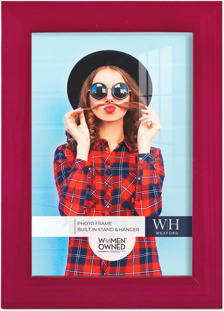 Renditions Gallery 5x7 inch Picture Frame Cherry Red Wood Grain Frame, High-end Modern Style, Made of Solid Wood and High Definition Glass for Wall and Tabletop Photo Display