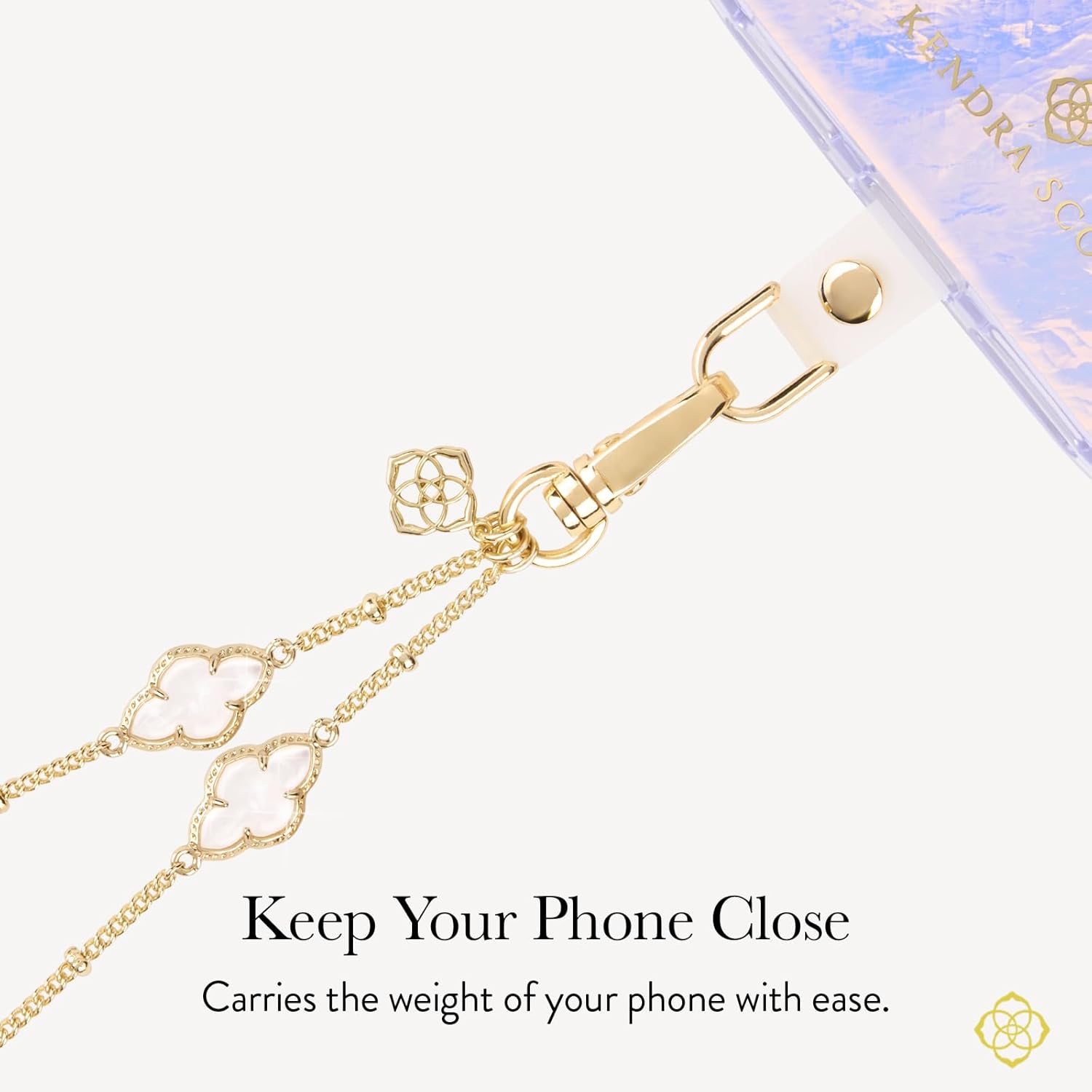 Kendra Scott Phone Charm Wrist Strap - Detachable Cell Phone Lanyard - Abbie Mother of Pearl