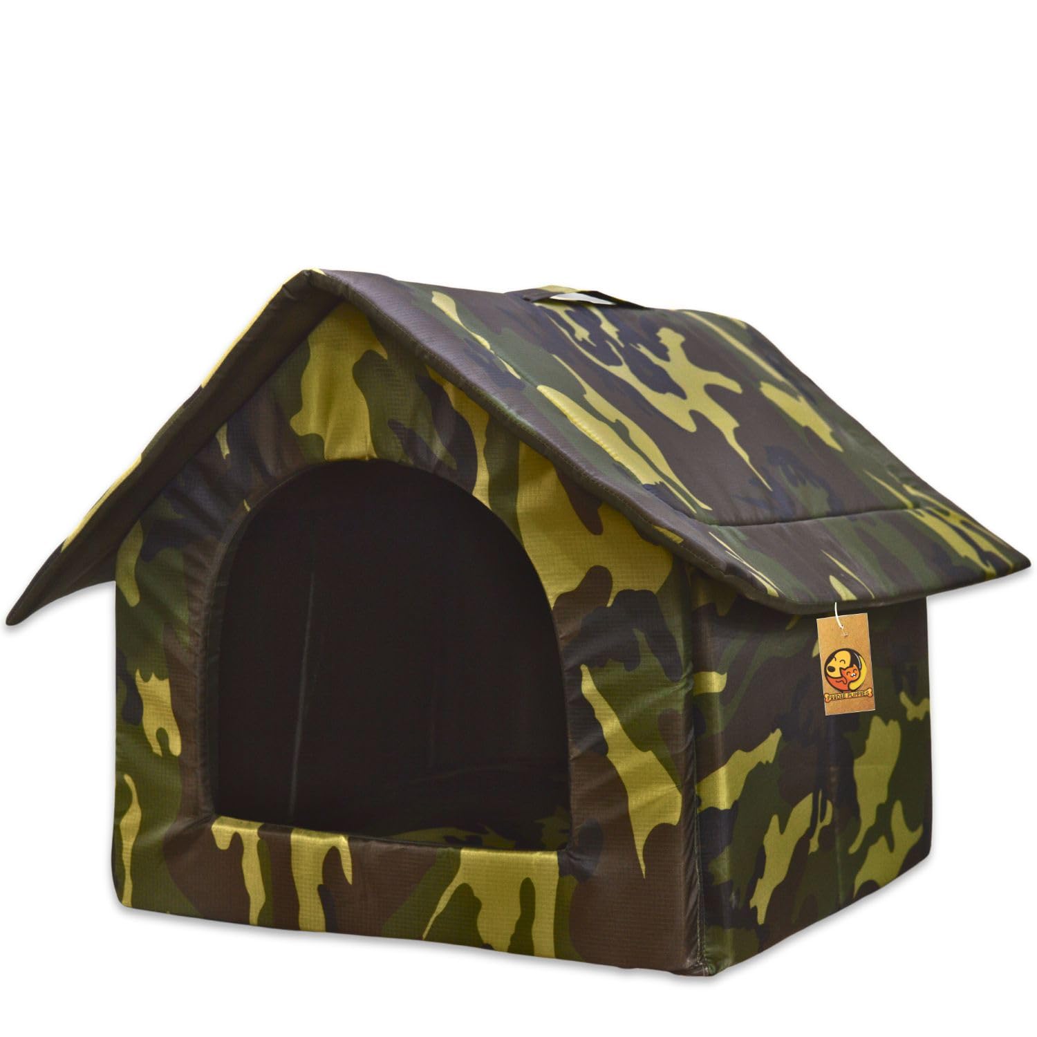 Soft & Light Weight Designer Luxurious Foldable Hut Army Print Large Pet Tent/Kennel/House/Hut for Cats/Kitten/Puppies & Dogs (21 * 23 * 21 inch), (Large)