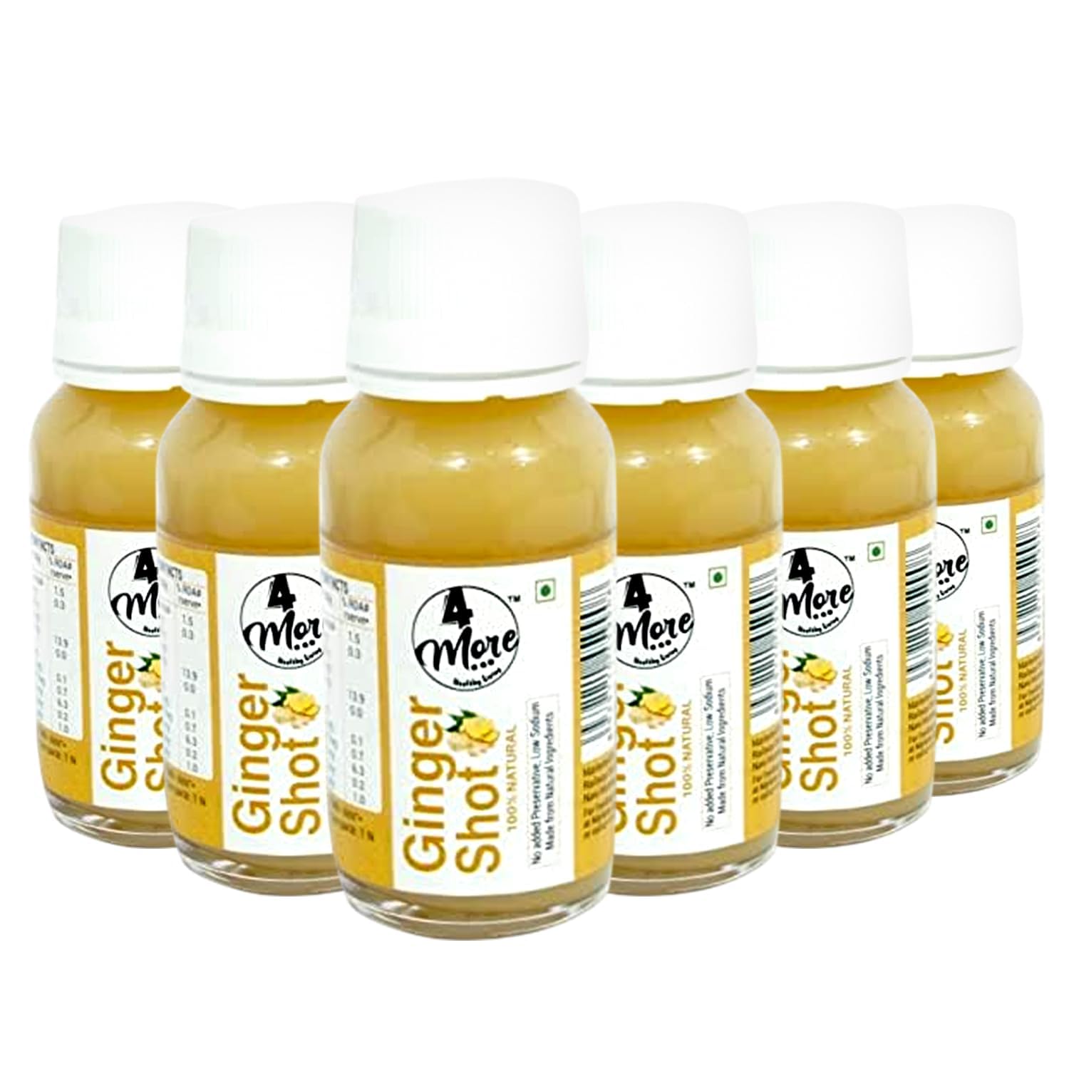 4more Cold Pressed Ginger (Adrak) Shot Juice | Fortified With Lemon & Honey | 240 Ml (Pack Of 6X40 Ml) | No Added Preservatives & Refined Sugar | 100% Natural Ingredients-image-32