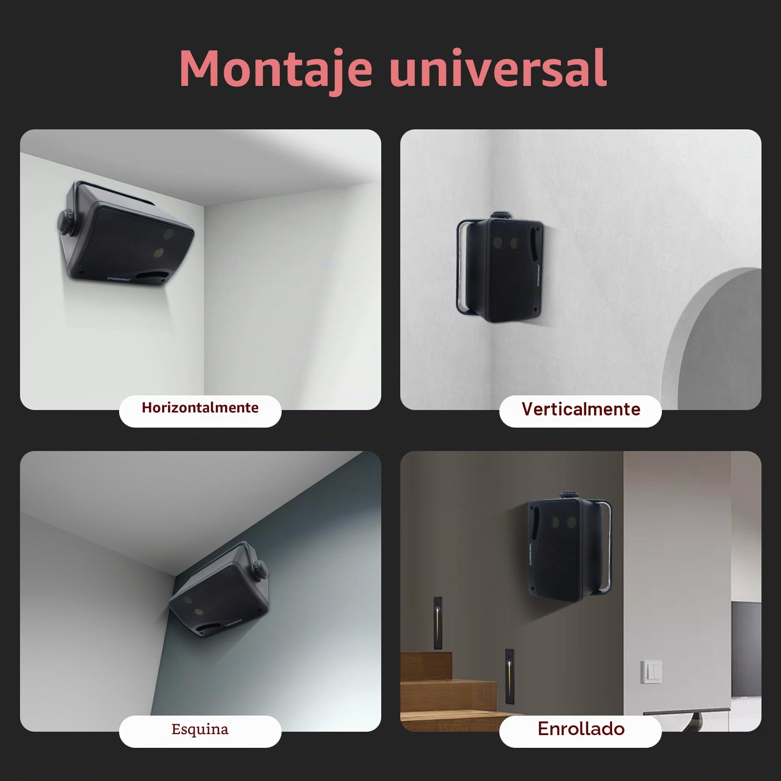 STUDIOFINIX Altavoces Bluetooth con Cable para Exteriores de 3.5 Pulgadas, Impermeables, 3 vías de 200 W, Altavoces de Montaje en Pared, Uso Patio, Cubierta, Interior y Exterior