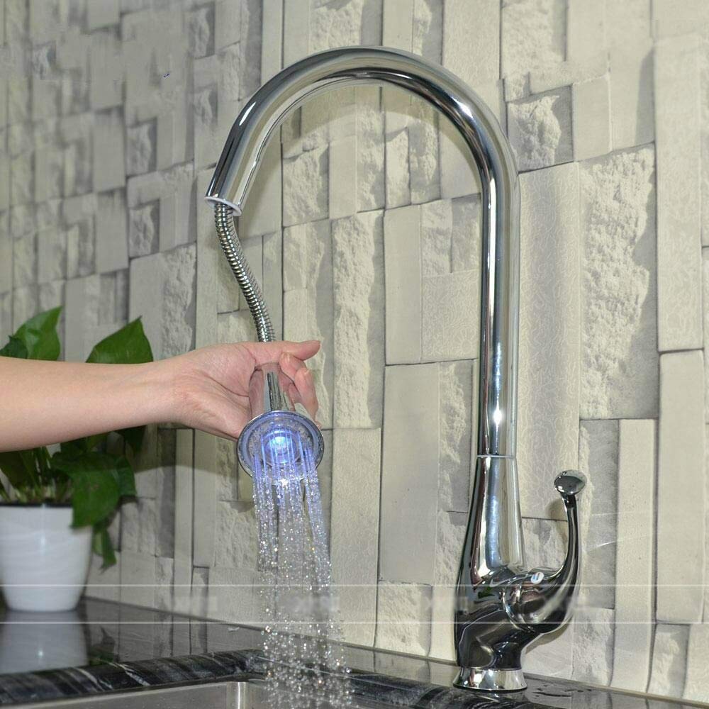 Robinets de cuisine pull out chrome brillant avec structure durable en cuivre pur