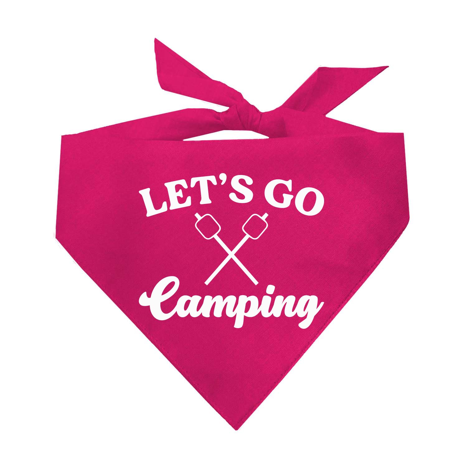 Let's Go Camping Dog Bandana | 100% Cotton | Made in USA | Hiking | Camping | Outdoors | Nature |Hot Pink, One Size (788)