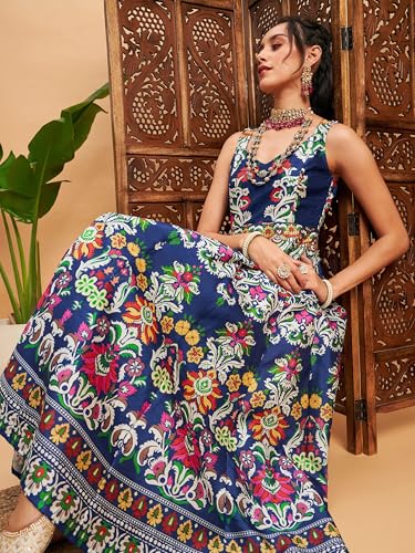 Image of Women Floral Sleeveless Anarkali Maxi Kurta