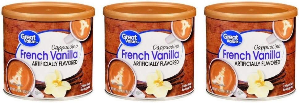 Great Value French Vanilla Cappuccino Beverage Mix, 16 oz Pack of 3