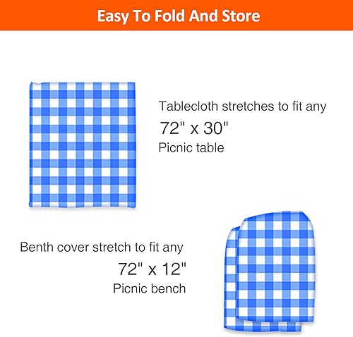 Miniatura 5 de KENOBEE Funda para mesa y banco de picnic de 6 pies, equipo de campamento Essentials, equipo de caravana, 72 pulgadas, impermeable, resistente al