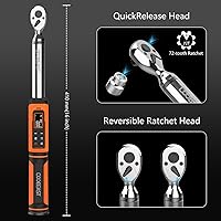 Vista 2 de Llave dinamométrica digital, llave dinamométrica electrónica de accionamiento de 3/8 con valor preestablecido (1.5-99.5 pies-libras/2-135 Nm)