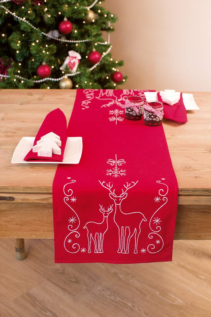 Vervaco "Deer/Crystals Runner Embroidery, 100 Percent Cotton, Multi-Colour