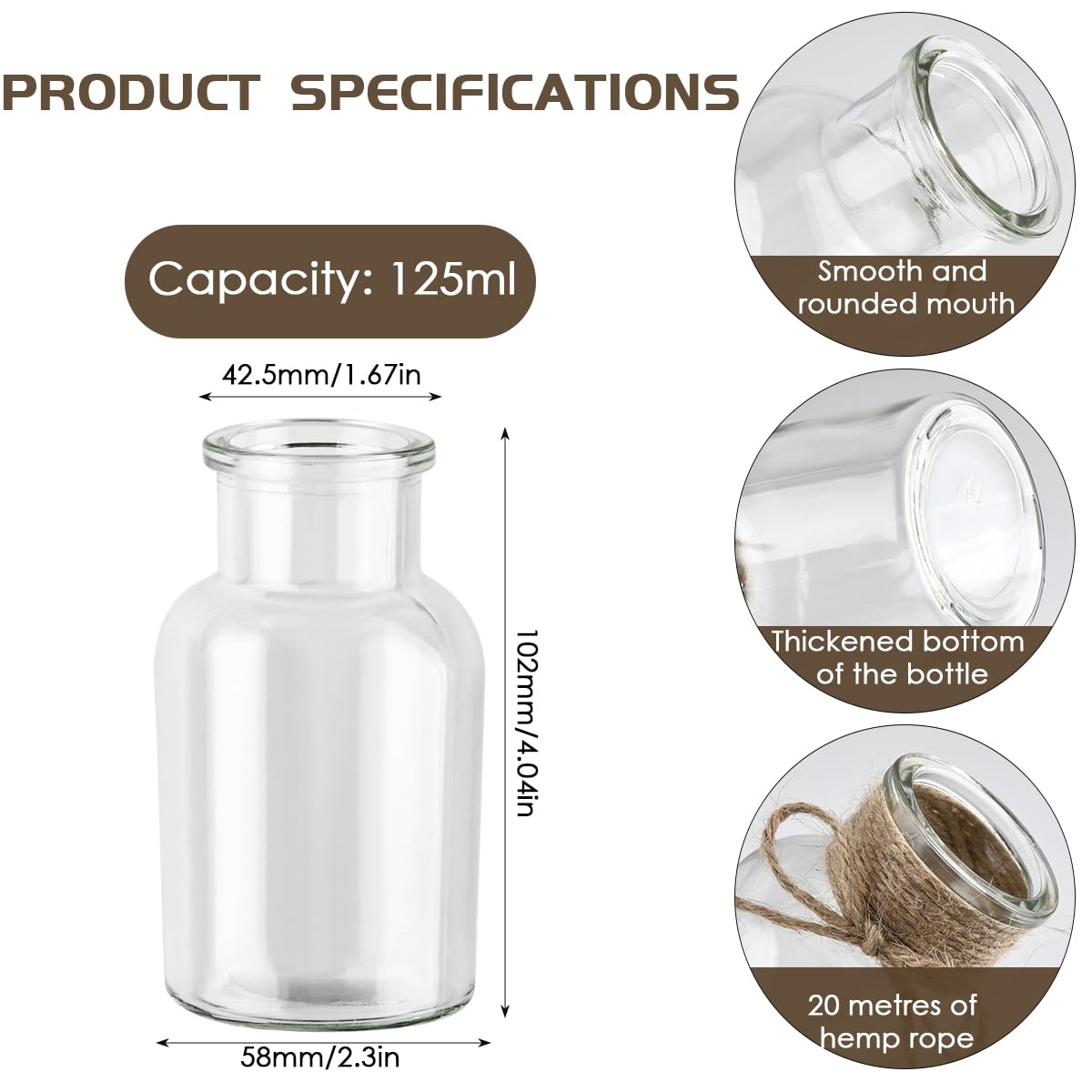 Vaso di Fiori Piccolo, 16 Pezzi 125ml Vasi in Vetro, Vasi Vetro Trasparente, Vasetti Vetros Piccoli, Set di Mini Vaso, per Decorazione da Tavolo, Centrotavola, Decorazioni per Matrimon