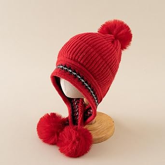 XYX Winter Warm Elastic Soft Ear Protection Knitted Sherpa Ski Hats Fleece Lined Peruvian Cover Ears Beanie Hat