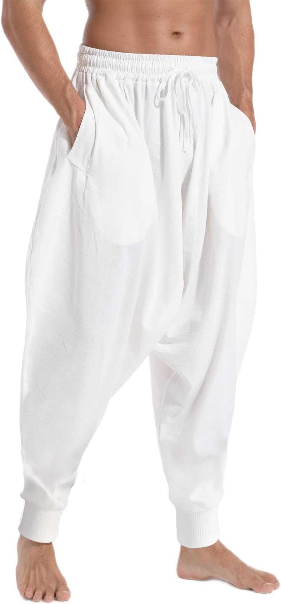 Men's Drawstring Aladdin Hippie Harem Pants Loose Drop Crotch Trousers