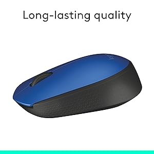 Logitech M170 Wireless Mouse for PC, Mac, Laptop, 2.4 GHz with USB Mini Receiver, Optical Tracking, 12-Months Battery Life, Ambidextrous - Blue