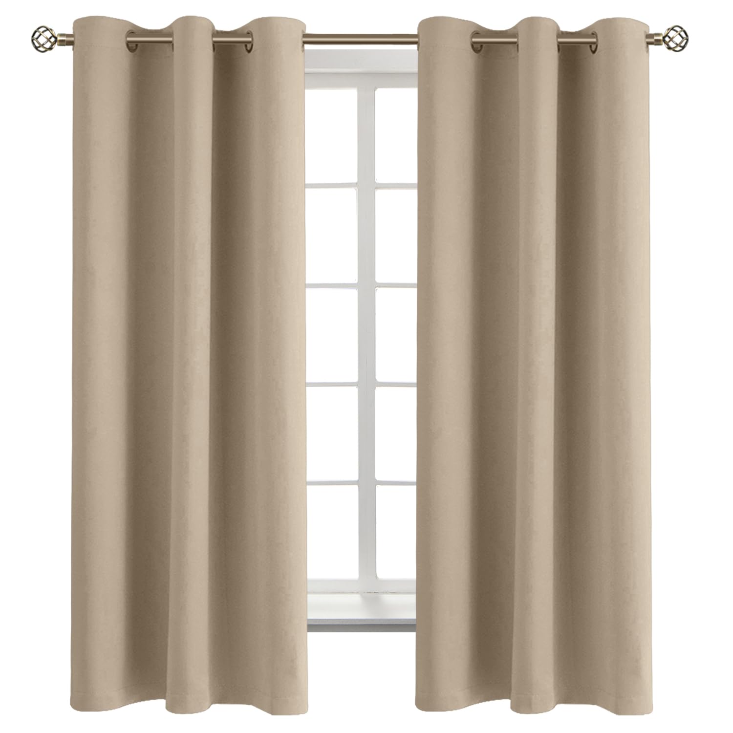 BGment Sand Room Darkening Curtains 63 Inch for Bedroom - 2 Panels