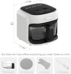 BOSWELL Verre Air Frier, 7.5QT avec bol à frire transparent, chauffage circulant, contrôle de la température, Air Frier Roast, Lave-vaisselle Coffre-fort (blanc)