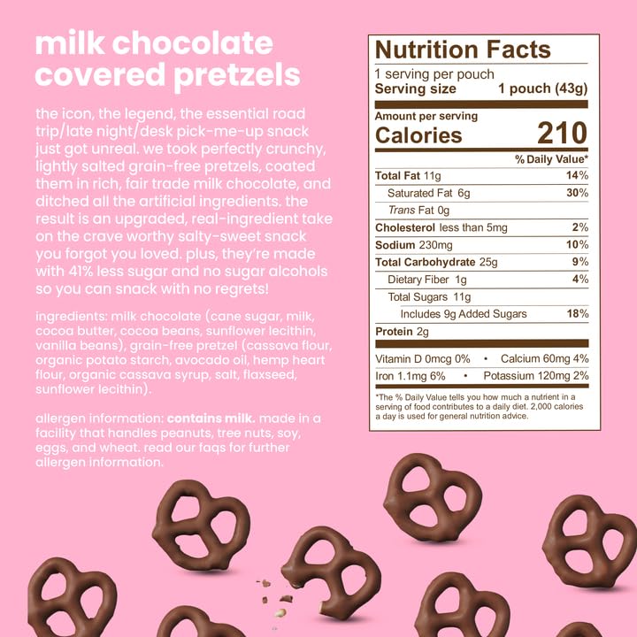 UNREAL Milk Chocolate Covered Pretzels, Snack Packs, Pack of 9 - image 2