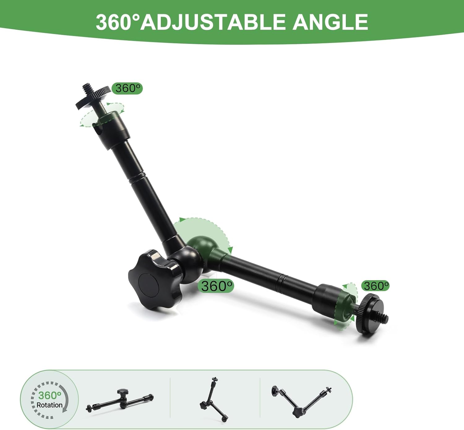 MOKOSE 10 inch Articulating Magic Arm with Super Clamp and Wall Mount Base,Friction Arm Mount for LCD Monitor LED Light Camera Rig