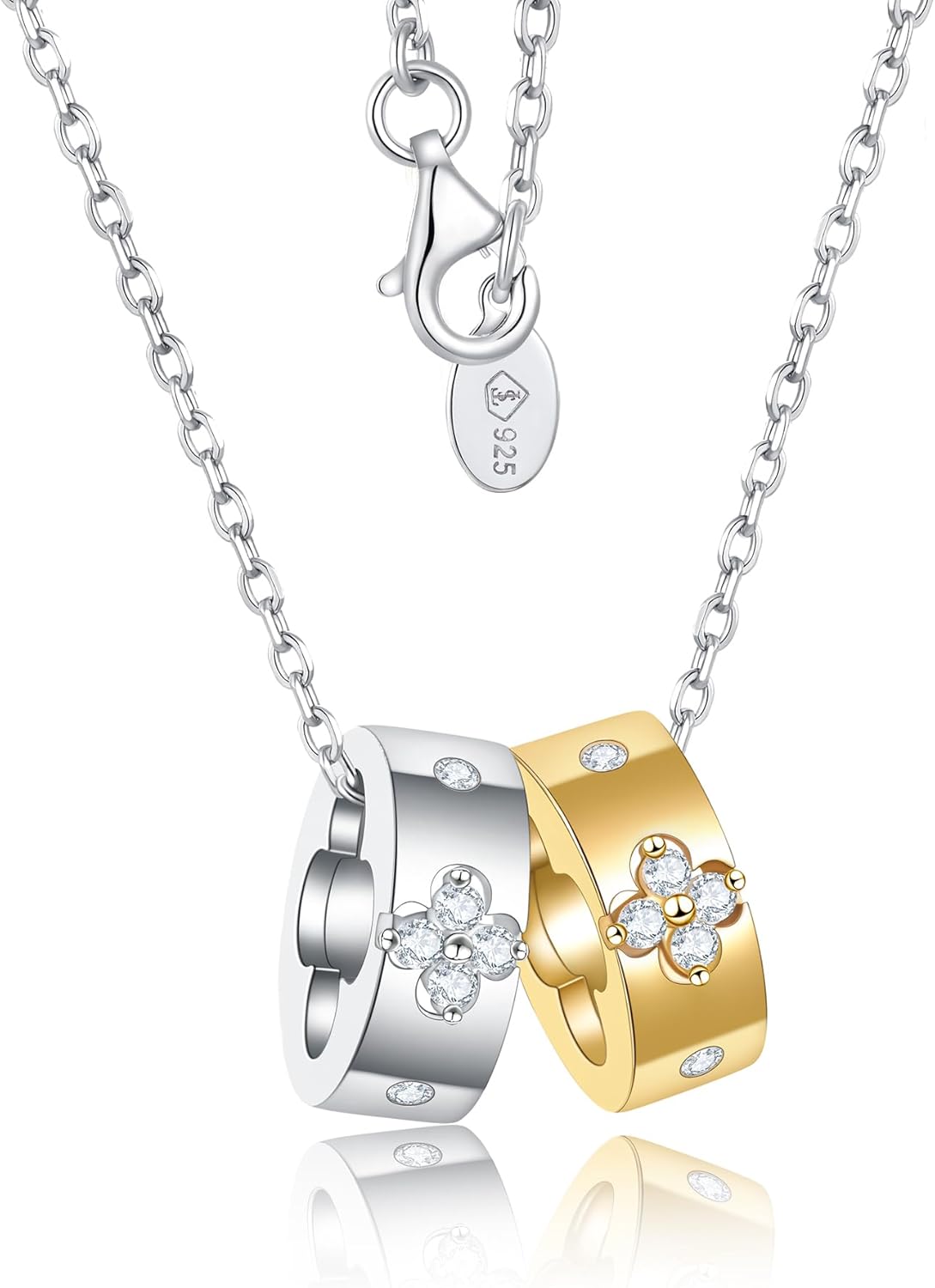 TIMELESSTAR Premium Clover Necklaces for Women Dainty Pendant Gifts|Lab-Grown Moissanite|Lab-Grown Moissanite|14K Gold Plated S925 Sterling Silver Non Tarnish