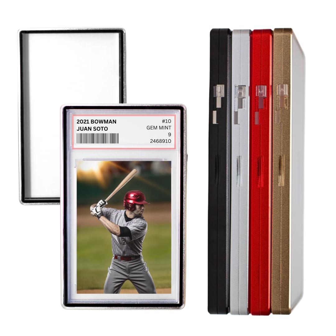 Metal PSA Slab Bumper Case UV Resistant- Safeguard Stackable Magnetic Aluminum Metal Case for Graded Cards (Silver)