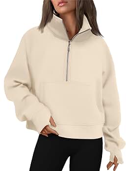 Amazon.com: AUTOMET Womens Sweatshirts Half Zip Cropped