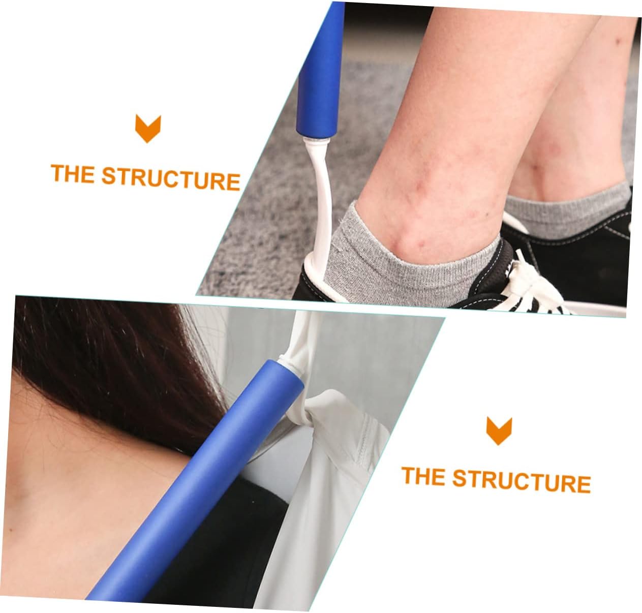 2pcs Long Handle Shoehorn for Boots Professional Dressing Aid Stick Portable Shoehorn Tool for Elderly Disabled