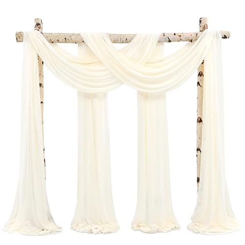 Showgeous Wedding Arch Draping Fabric,4 Panels 28" x20ft Ivory Wedding