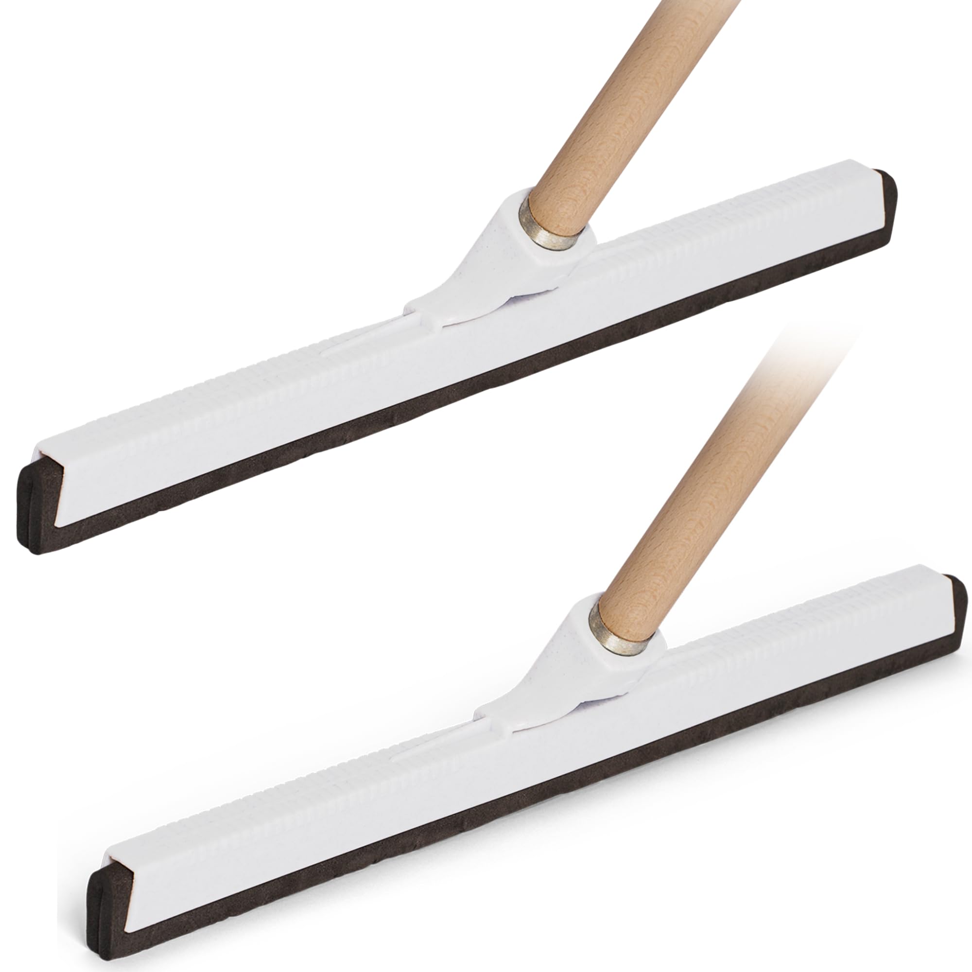 Novaliv 2 x ściągaczka do wody z drewnianym trzonkiem z tworzywa sztucznego, 43 cm, ściągaczka do wody, prysznic, ściągaczka gumowa, ściągaczka do samochodu, okien, basenu, ściągaczka do łazienki, prysznica, szerokość XXL, ściągaczka do wody, na taras i p