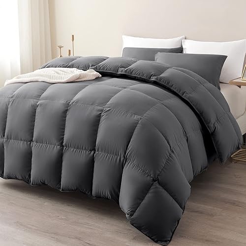 Edredón suave tamaño King ligero, relleno de edredón alternativo con 8 pestañas en las esquinas, mullido y transpirable con costuras en caja,