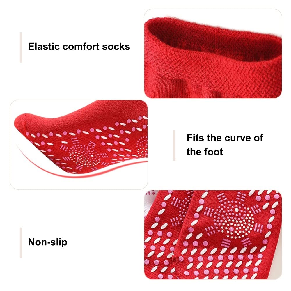 Calcetines calefactables, 3 pares de calcetines magnéticos, calcetines térmicos antideslizantes de invierno, calcetines de turmalina autocalentables para hombres y mujeres, montañismo, esquí,