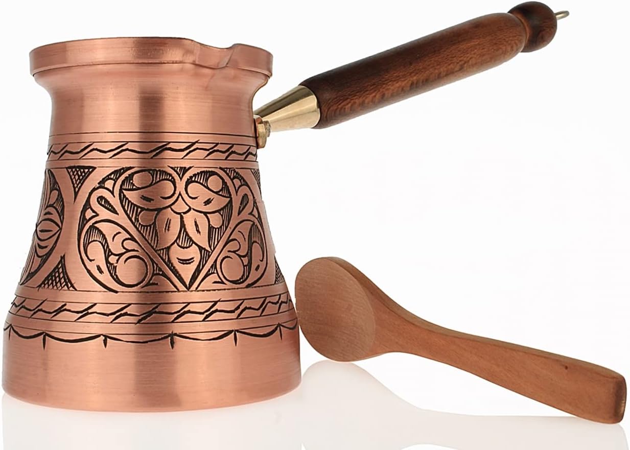 Copperpark(Jesse Matte)Thick copper wooden handle,cezve