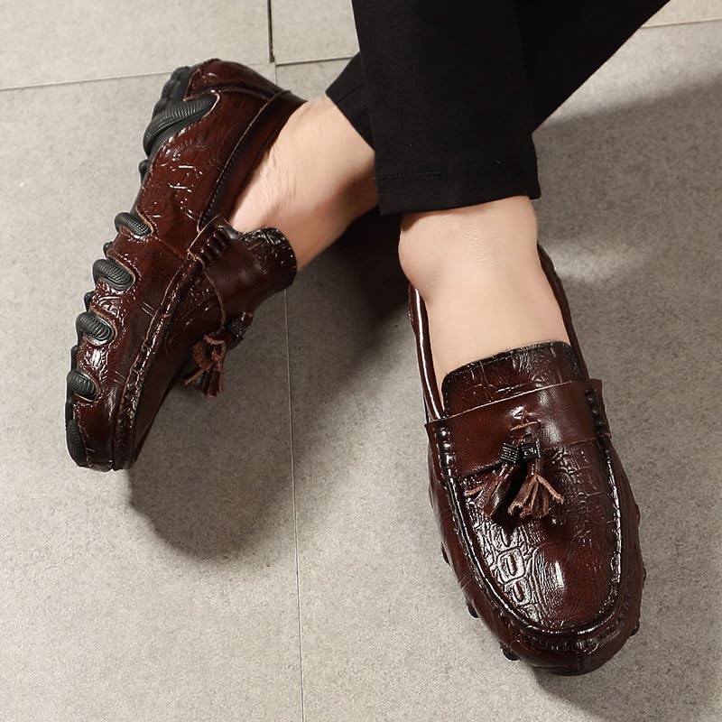 Mens Loafers PU Leather Tassel Penny Loafers Flat Heel Anti-Slip Lightweight Party Slip-on4