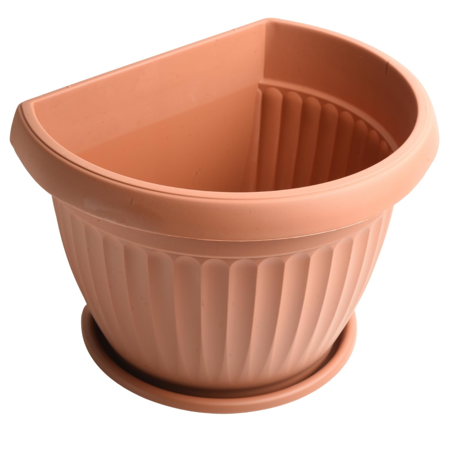 Terracotta Wall Flower Pot Planter With Saucer Plastic Outdoor Indoor Hanging Fence Basket Flat Back (7L (D30cm H23.3cm))