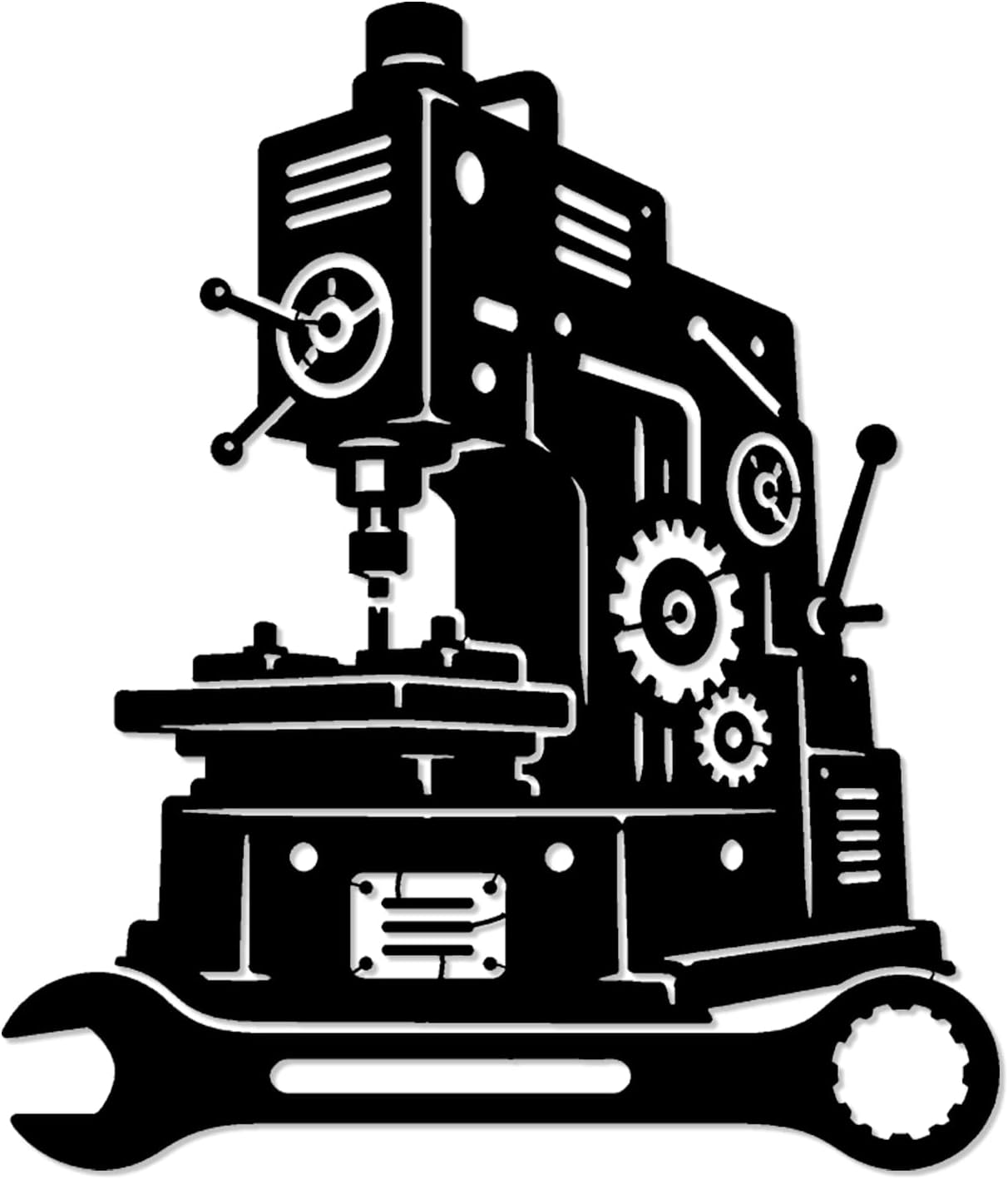 Mechanical Drill Machine and Wrench Metal Wall Art WallArt Decor Metal Outdoor Decor Metal Signs Industrial Quirky Exquisite Wall Decoration For Garage Workshop Office 12in